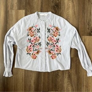 Zara floral embroidered shirt size L